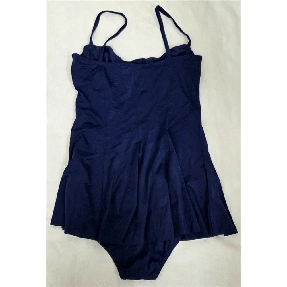 NWOT Norma Kamali S Underwire 1pc Swimsuit Dress Navy Blue 130802